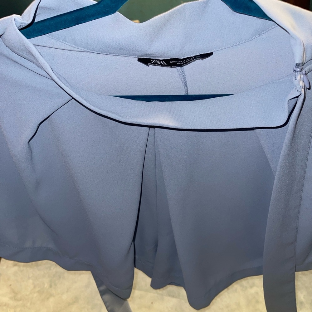 Zara Pale Blue Chiffon Crop Top - Picture 3 of 8